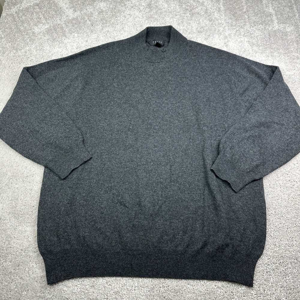 Forte Sweater Men's‎ Size XXL 100% Cashmere Gray Mock Neck Pullover